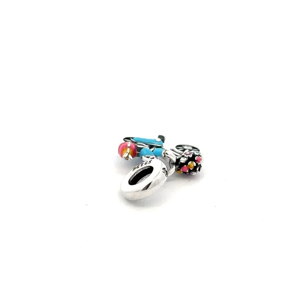 925 Sterling Silver Charm Bead For Bracelet Necklace Bike Bicycle - Picture 3 of 9